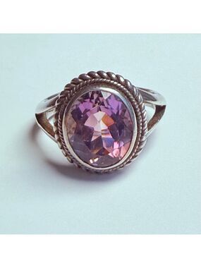 Vintage 3.23 CT Amethyst Boho Sterling Silver 925 Albion Oval Ring